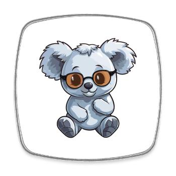 Koala portant des lunettes Cartoon Kawaii Illustration - Magnet carré - blanc - Devant