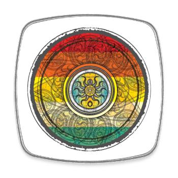 Contexte du motif solaire kaléidoscopique - Magnet carré - blanc - Devant