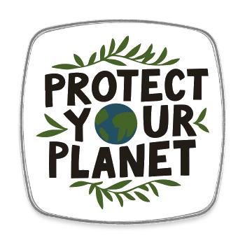 Umweltfreundliches Design: "Schützen Sie Ihren Planeten" - Viereckiger Kühlschrankmagnet - Weiß - Vorne