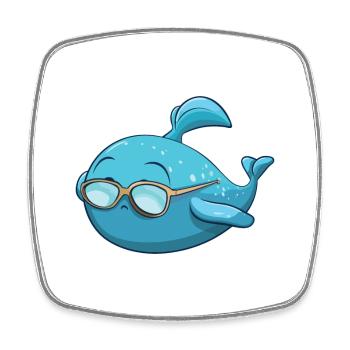 Wal mit Brille Karikatur Kawaii Illustration - Viereckiger Kühlschrankmagnet - Weiß - Vorne