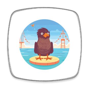 Cuckoo Cartoon Yoga Beach Summer Illustration - Square fridge magnet - white - Front