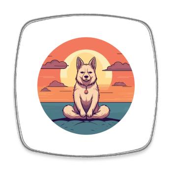 Hundekarikatur Yoga Strand Sommer Illustration - Viereckiger Kühlschrankmagnet - Weiß - Vorne