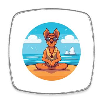 Hundekarikatur Yoga Strand Sommer Illustration - Viereckiger Kühlschrankmagnet - Weiß - Vorne