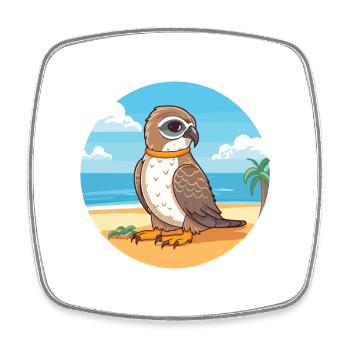 Falcon Cartoon Yoga Beach Summer Illustration - Square fridge magnet - white - Front