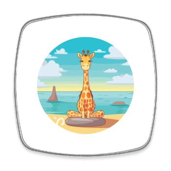 Giraffenkarikatur Yoga Strand Sommer Illustration - Viereckiger Kühlschrankmagnet - Weiß - Vorne