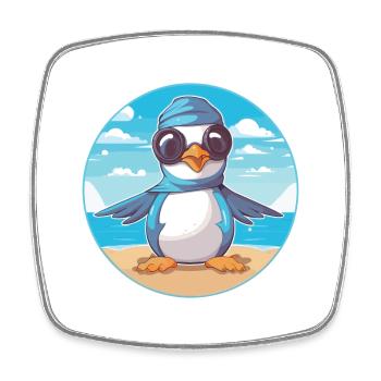 Jay Karikatur Yoga Strand Sommer Illustration - Viereckiger Kühlschrankmagnet - Weiß - Vorne