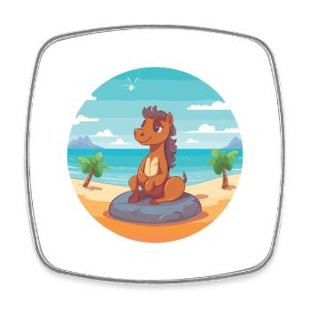 Pferdekarikatur Yoga Strand Sommer Illustration - Viereckiger Kühlschrankmagnet - Weiß - Vorne