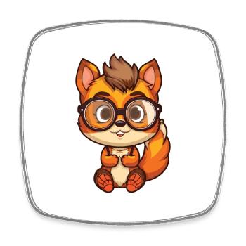 Squirrel With Glasses Cartoon Kawaii Illustration - Square fridge magnet - white - Front