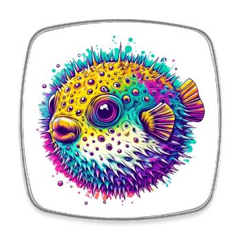 Kugelfisch - Viereckiger Kühlschrankmagnet - Weiß - Vorne