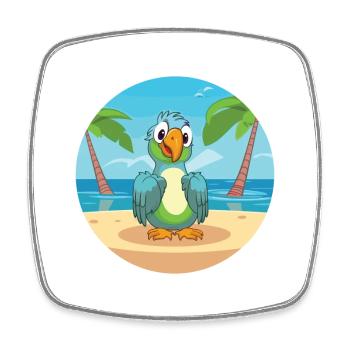 Papageien-Karikatur-Yoga-Strand-Sommer-Illustration - Viereckiger Kühlschrankmagnet - Weiß - Vorne