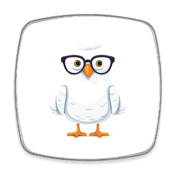 Seagull With Glasses Cartoon Kawaii Illustration - Square fridge magnet - white - Front
