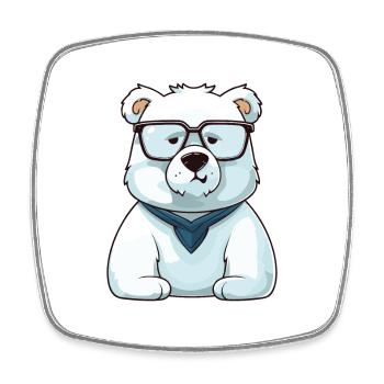 Eisbär mit Brille Cartoon Kawaii Illustratio - Viereckiger Kühlschrankmagnet - Weiß - Vorne
