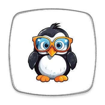 Pinguin mit Brille Cartoon Kawaii Illustration - Viereckiger Kühlschrankmagnet - Weiß - Vorne