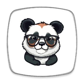 Panda portant des lunettes Cartoon Kawaii Illustration - Magnet carré - blanc - Devant