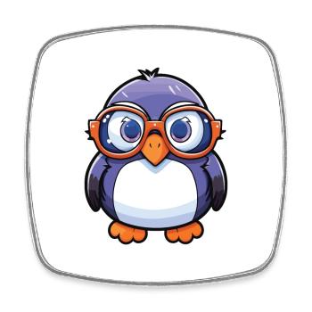 Pinguin mit Brille Cartoon Kawaii Illustration - Viereckiger Kühlschrankmagnet - Weiß - Vorne