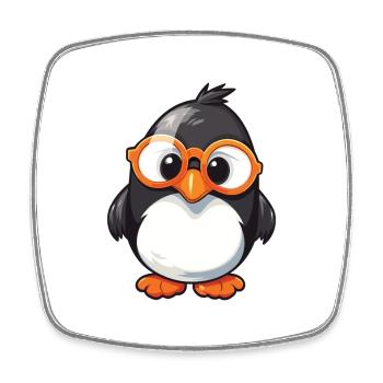 Pinguin mit Brille Cartoon Kawaii Illustration - Viereckiger Kühlschrankmagnet - Weiß - Vorne