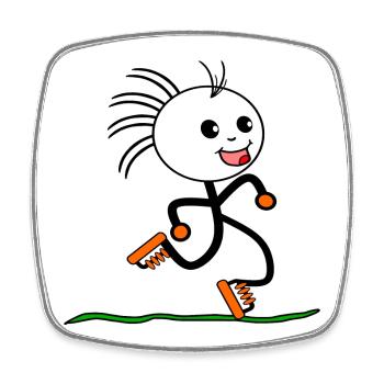 Stick Figure Running SPORT RUNNING RUNNER - Magnet carré - blanc - Devant