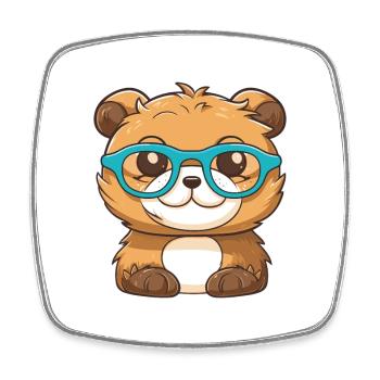 Loutre portant des lunettes Cartoon Kawaii Illustration - Magnet carré - blanc - Devant