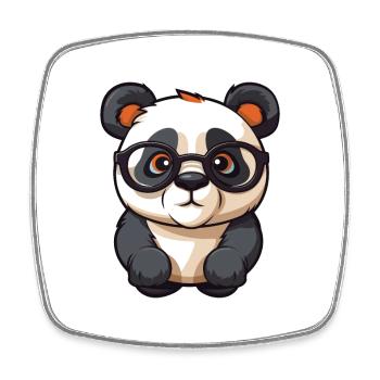 Panda portant des lunettes Cartoon Kawaii Illustration - Magnet carré - blanc - Devant