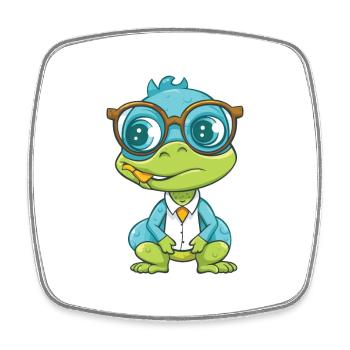 Lizard Wearing Glasses Cartoon Kawaii Illustration - Square fridge magnet - white - Front