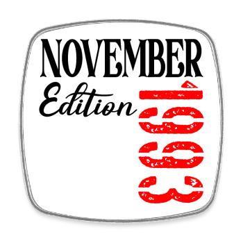 33rd Birthday - November 1993 - THIRTY-THREE - Square fridge magnet - white - Front