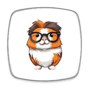 Guinea Pig With Glasses Cartoon Kawaii Illustratio - Square fridge magnet - white - Front