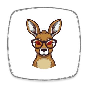 kangourou avec des lunettes dessin animé kawaii illustration - Magnet carré - blanc - Devant