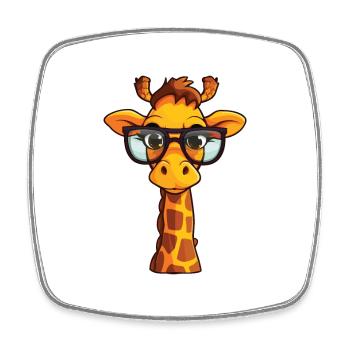 Giraffe With Glasses Cartoon Kawaii Illustration - Square fridge magnet - white - Front