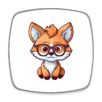 renard portant des lunettes dessin animé kawaii illustration - Magnet carré - blanc - Devant