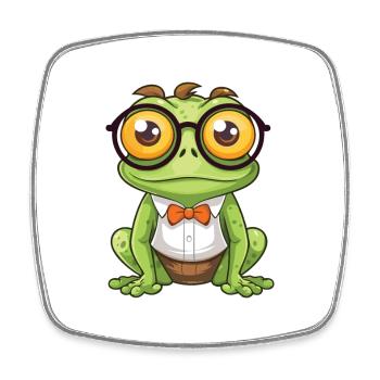 Frosch mit Brille Karikatur Kawaii Illustration - Viereckiger Kühlschrankmagnet - Weiß - Vorne