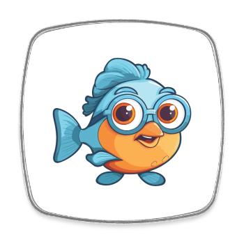Fisch mit Brille Karikatur Kawaii Illustration - Viereckiger Kühlschrankmagnet - Weiß - Vorne