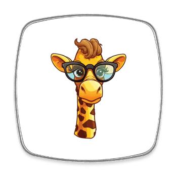 Giraffe With Glasses Cartoon Kawaii Illustration - Square fridge magnet - white - Front