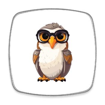 Falke mit Brille Cartoon Kawaii Illustration - Viereckiger Kühlschrankmagnet - Weiß - Vorne