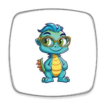 Drache mit Brille Karikatur Kawaii Illustration - Viereckiger Kühlschrankmagnet - Weiß - Vorne