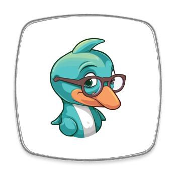 Dolphin With Glasses Cartoon Kawaii Illustration - Square fridge magnet - white - Front