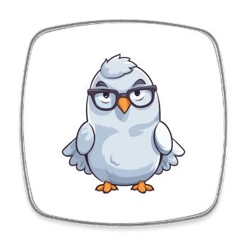 Taube trägt Brille Cartoon Kawaii Illustration - Viereckiger Kühlschrankmagnet - Weiß - Vorne