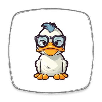 Ente trägt Brille Cartoon Kawaii Illustration - Viereckiger Kühlschrankmagnet - Weiß - Vorne