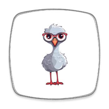 Grue portant des lunettes Dessin animé Kawaii Illustration - Magnet carré - blanc - Devant