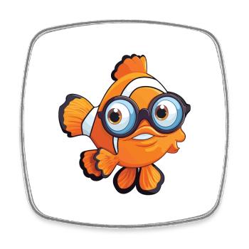 Clownfish With Glasses Cartoon Kawaii Illustration - Square fridge magnet - white - Front