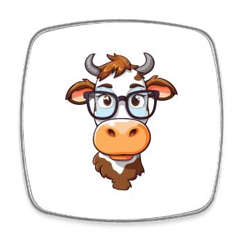 vache portant des lunettes dessin animé Kawaii illustration - Magnet carré - blanc - Devant