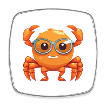 Krabbe trägt Brille Cartoon Kawaii Illustration - Viereckiger Kühlschrankmagnet - Weiß - Vorne
