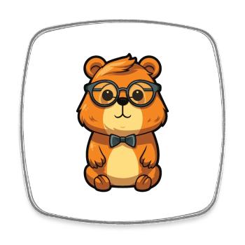 Biber trägt Brille Cartoon Kawaii Illustration - Viereckiger Kühlschrankmagnet - Weiß - Vorne