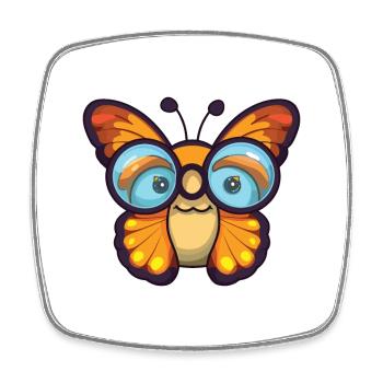 Schmetterling mit Brille Cartoon Kawaii Illustration - Viereckiger Kühlschrankmagnet - Weiß - Vorne
