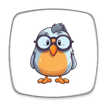 Vogel mit Brille Karikatur Kawaii Illustration - Viereckiger Kühlschrankmagnet - Weiß - Vorne