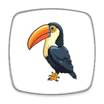 Toucan Cartoon Kawaii Watercolor Illustration - Square fridge magnet - white - Front