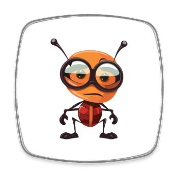 Ant Wearing Glasses Cartoon Kawaii Illustration - Square fridge magnet - white - Front
