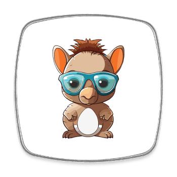 Gürteltier mit Brille Cartoon Kawaii Illustration - Viereckiger Kühlschrankmagnet - Weiß - Vorne