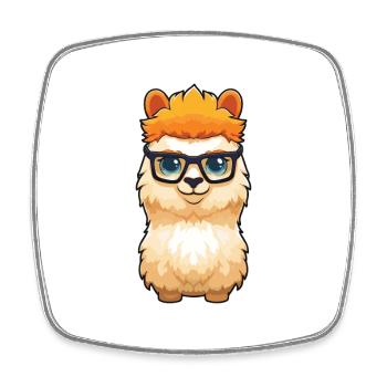 Alpaga portant des lunettes dessin animé Kawaii Illustration - Magnet carré - blanc - Devant