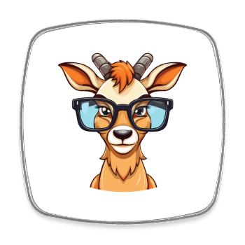 Antelope With Glasses Cartoon Kawaii Illustration - Square fridge magnet - white - Front
