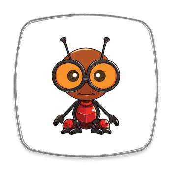 Ant Wearing Glasses Cartoon Kawaii Illustration - Square fridge magnet - white - Front